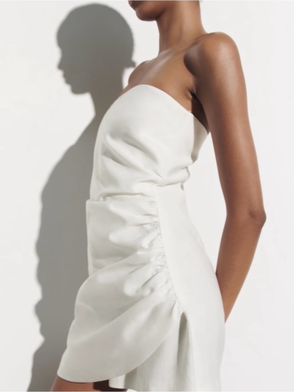 Zara Strapless Draped Mini Romper in White NWT